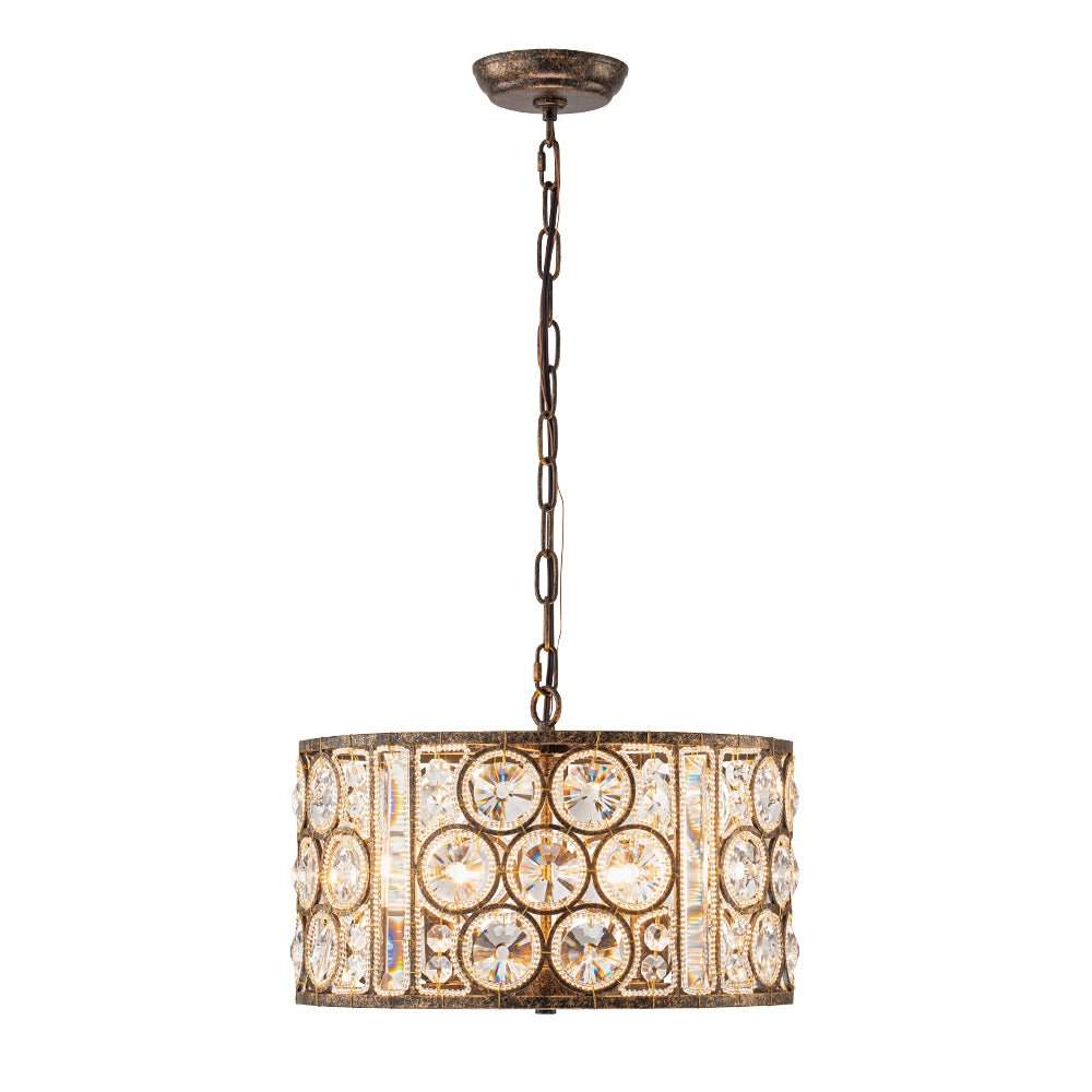 4-Light Vintage Crystal Drum Shade Chandelier
