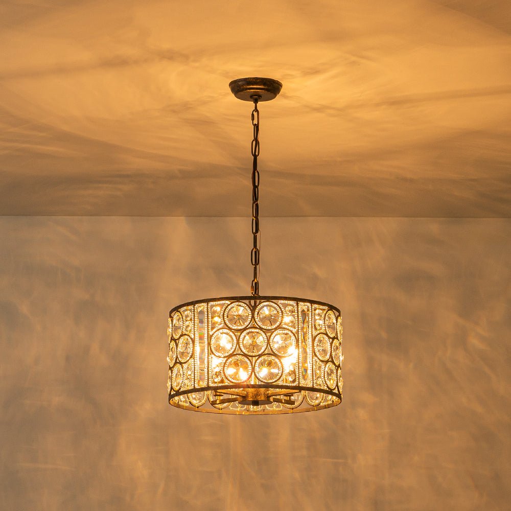 4-Light Vintage Crystal Drum Shade Chandelier
