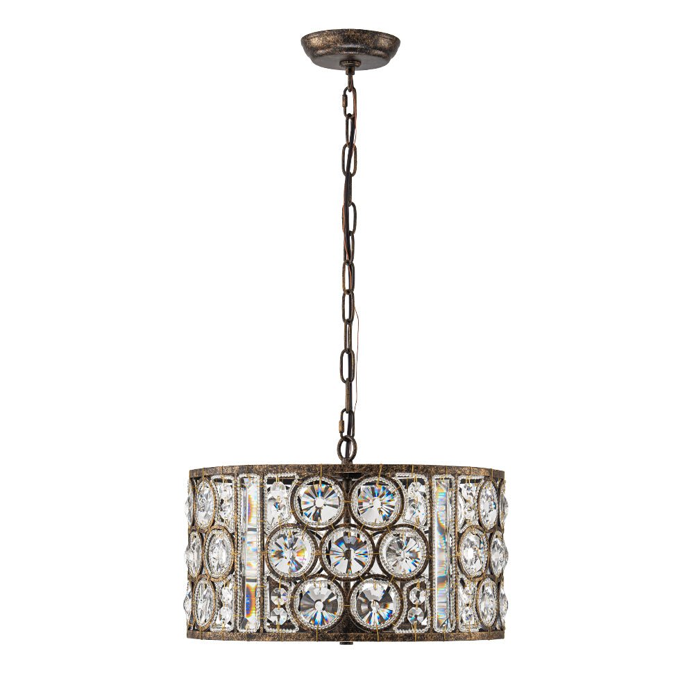 4-Light Vintage Crystal Drum Shade Chandelier