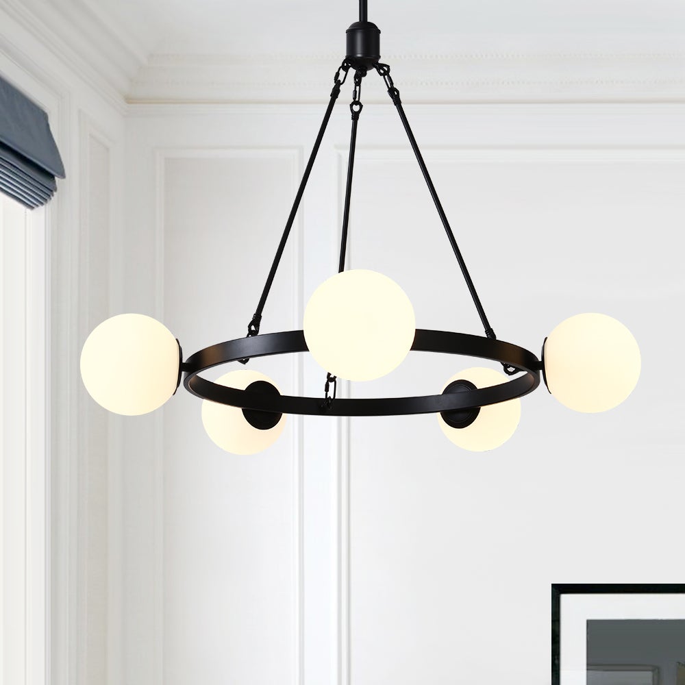 5-Light Black Bubble Chandelier