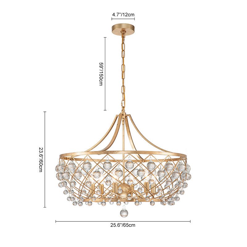 6-Light Gold Crystal Ball Chandelier