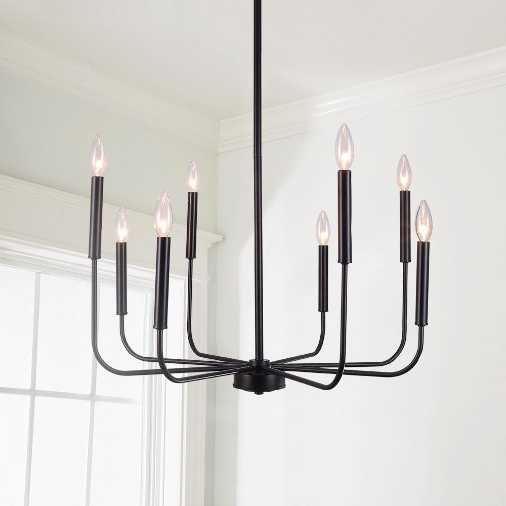 8-Light Candle Style Metal Chandelier