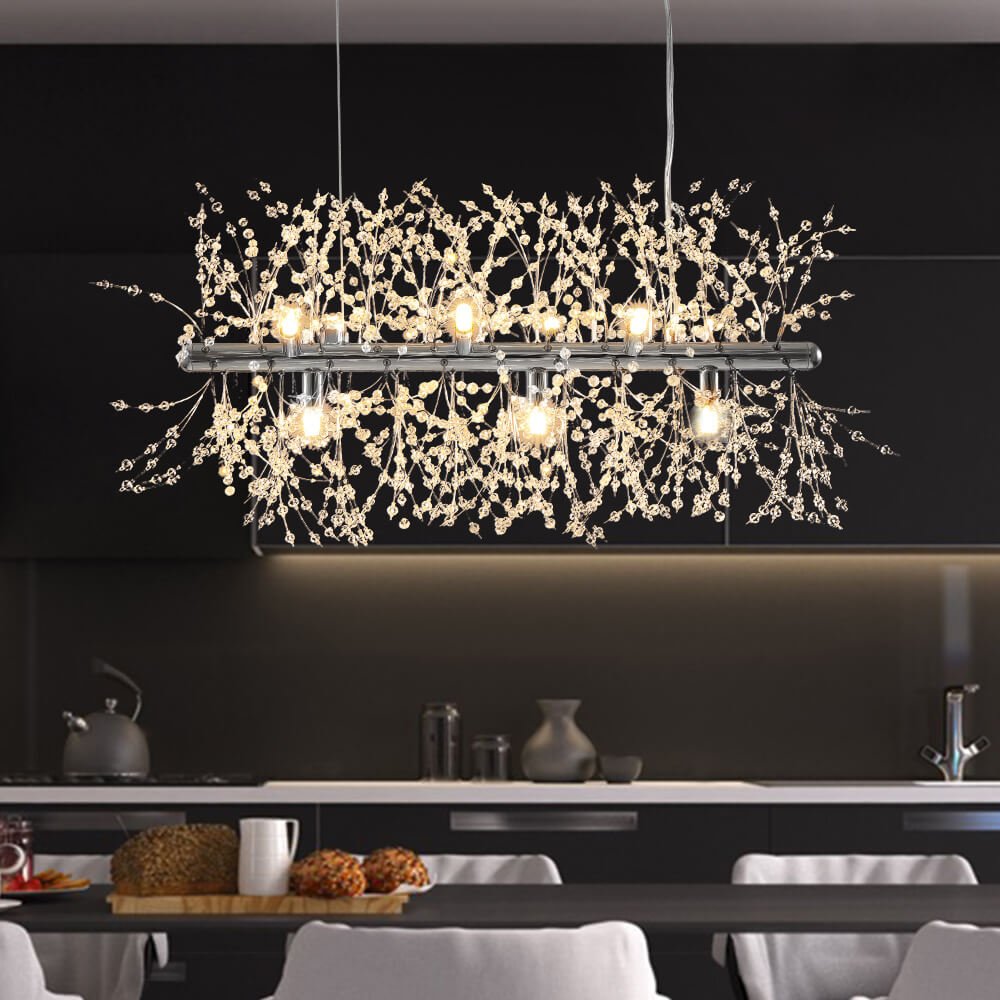 9-Light Linear Modern Crystal Chandelier