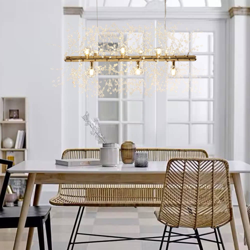 9-Light Linear Modern Crystal Chandelier