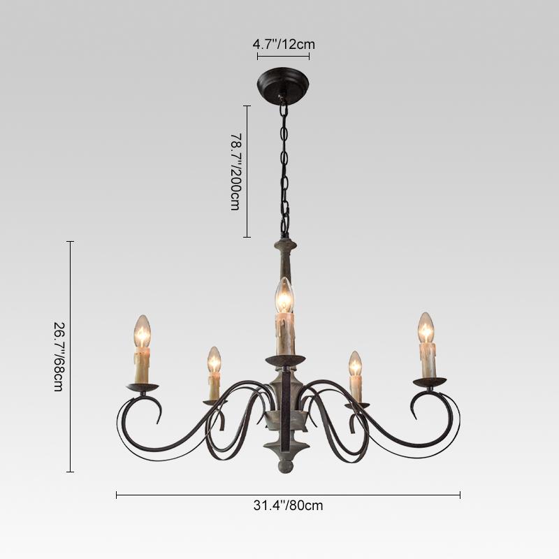 5-Light Antiqued Gray Farmhouse Chandelier
