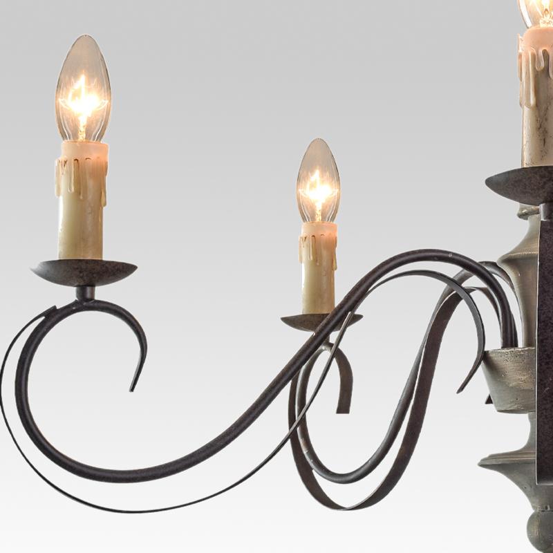 5-Light Antiqued Gray Farmhouse Chandelier