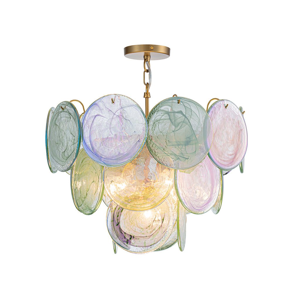 5-Light Swirled Cloud Glass Tiered Chandelier