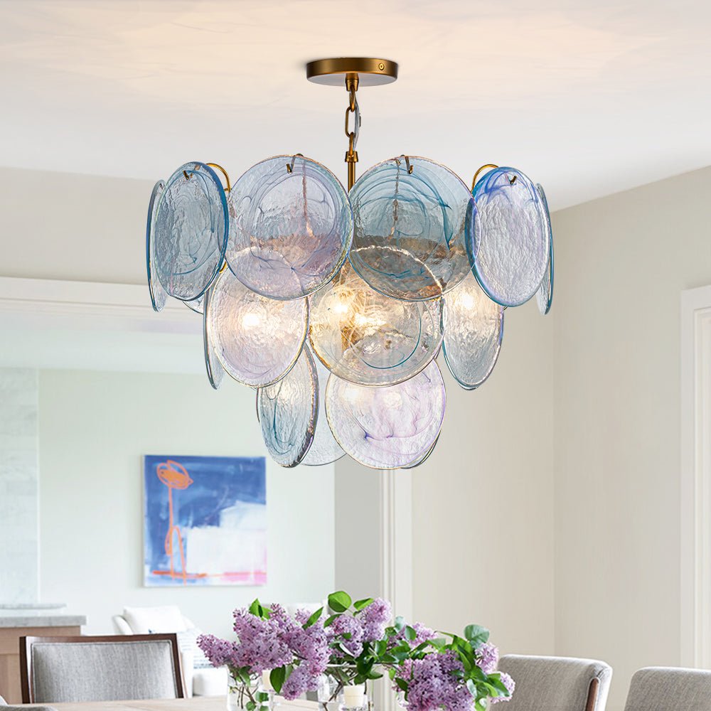 5-Light Swirled Cloud Glass Tiered Chandelier