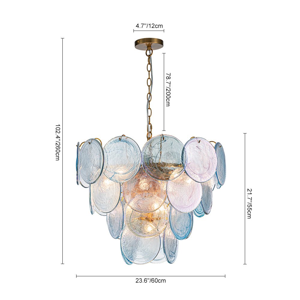 9-Light Swirled Cloud Glass Tiered Chandelier