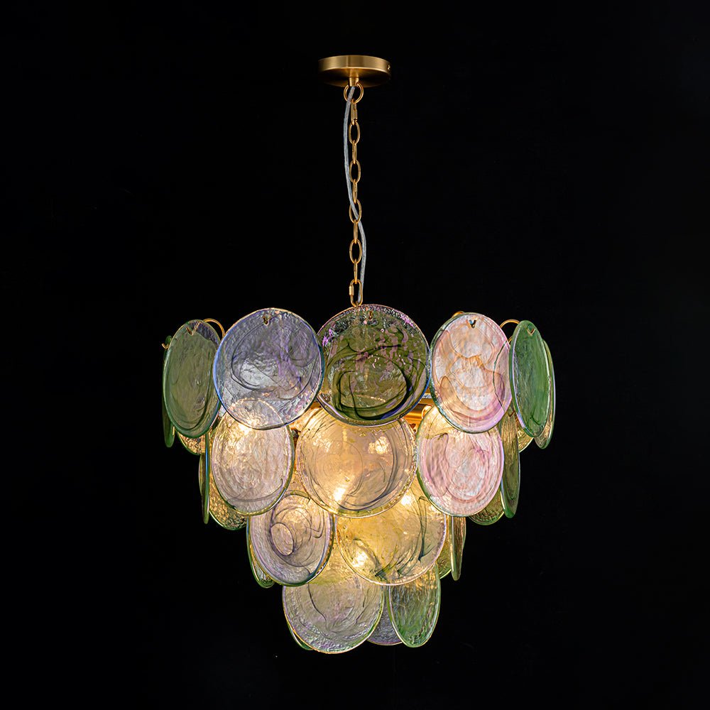 9-Light Swirled Cloud Glass Tiered Chandelier