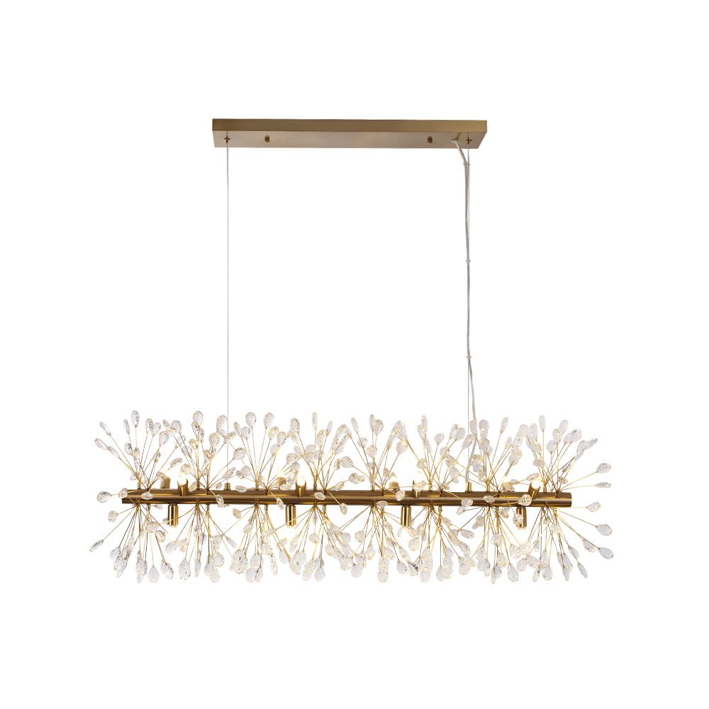 12-Light Floral Crystal Linear Chandelier
