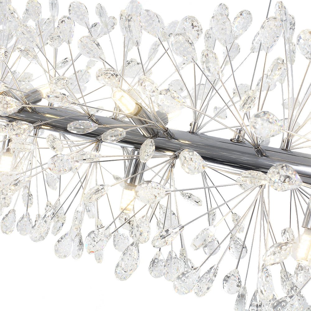 12-Light Floral Crystal Linear Chandelier