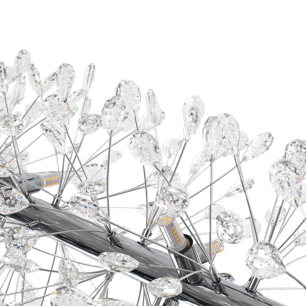 12-Light Floral Crystal Linear Chandelier