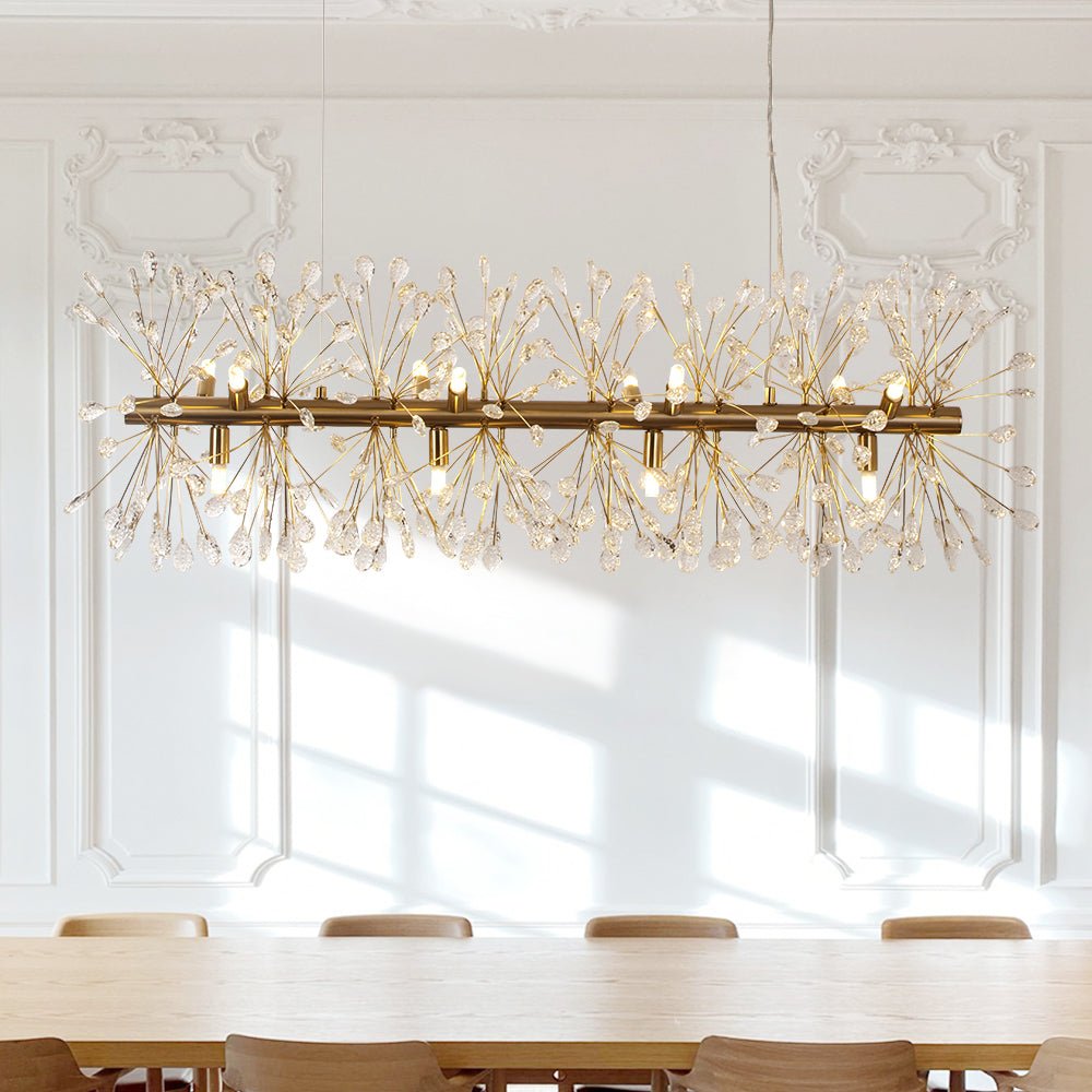 12-Light Floral Crystal Linear Chandelier
