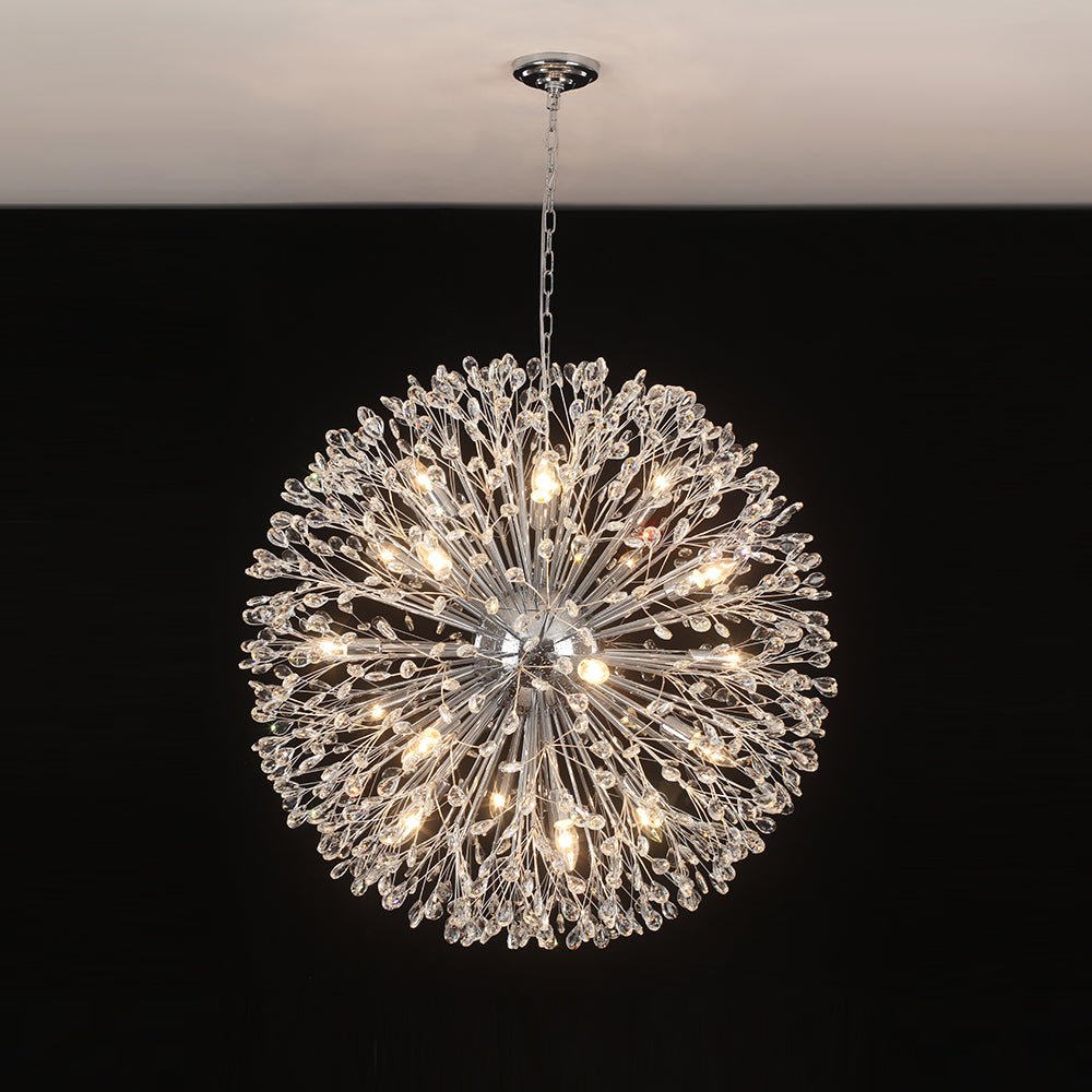 20-Light Floral Crystal Globe Dandelion Chandelier
