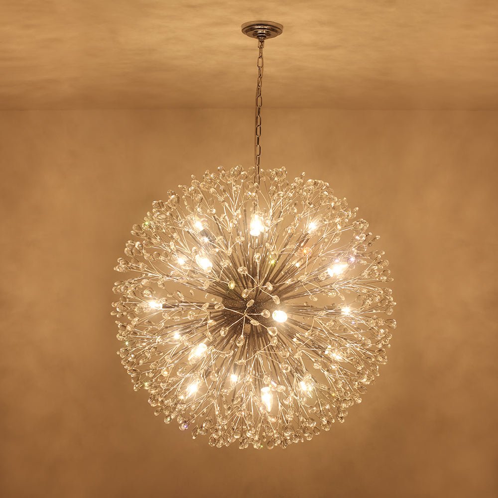 20-Light Floral Crystal Globe Dandelion Chandelier