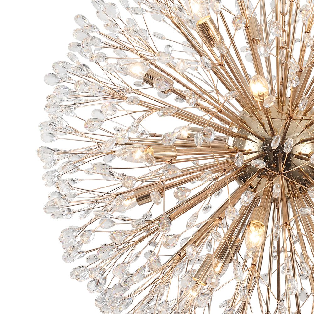 20-Light Floral Crystal Globe Dandelion Chandelier