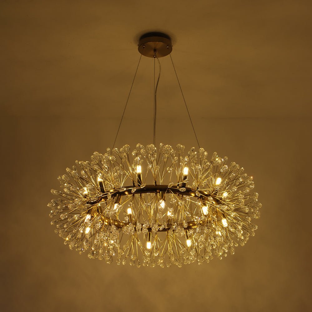 20-Light Floral Crystal Round Dandelion Chandelier
