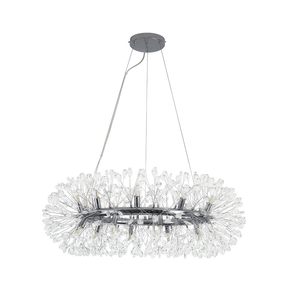 20-Light Floral Crystal Round Dandelion Chandelier