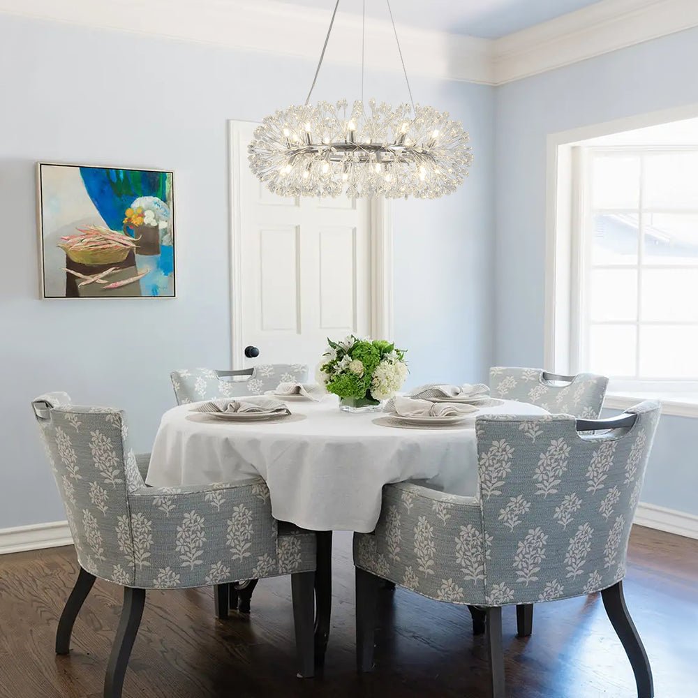 20-Light Floral Crystal Round Dandelion Chandelier