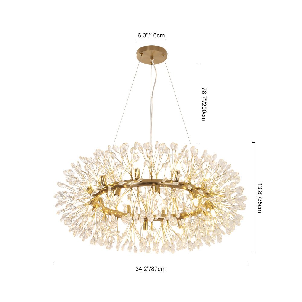 20-Light Floral Crystal Round Dandelion Chandelier