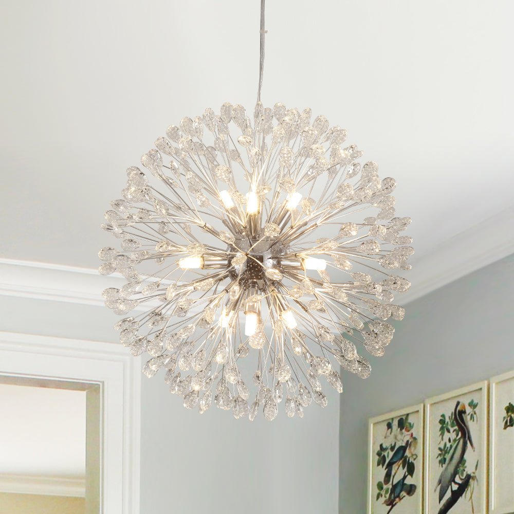 9-Light Floral Crystal Dandelion Chandelier