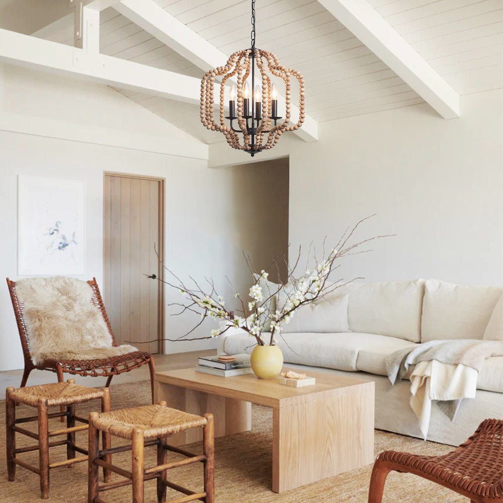 4-Light Boho Lantern Bead Chandelier | 3 Colours