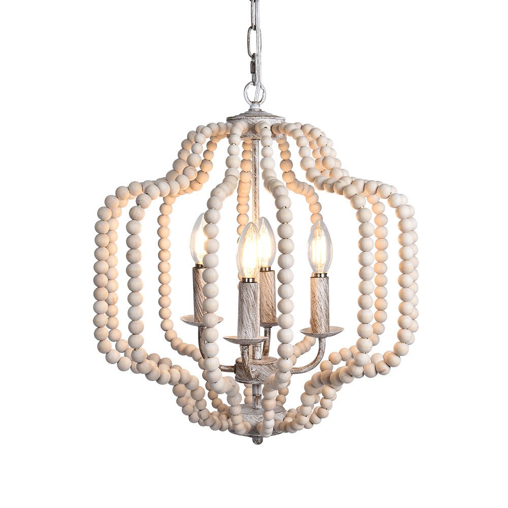 4-Light Boho Lantern Bead Chandelier | 3 Colours