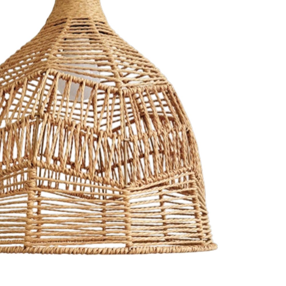 Boho Natural 1-Light Tiered Rattan Drum Chandelier