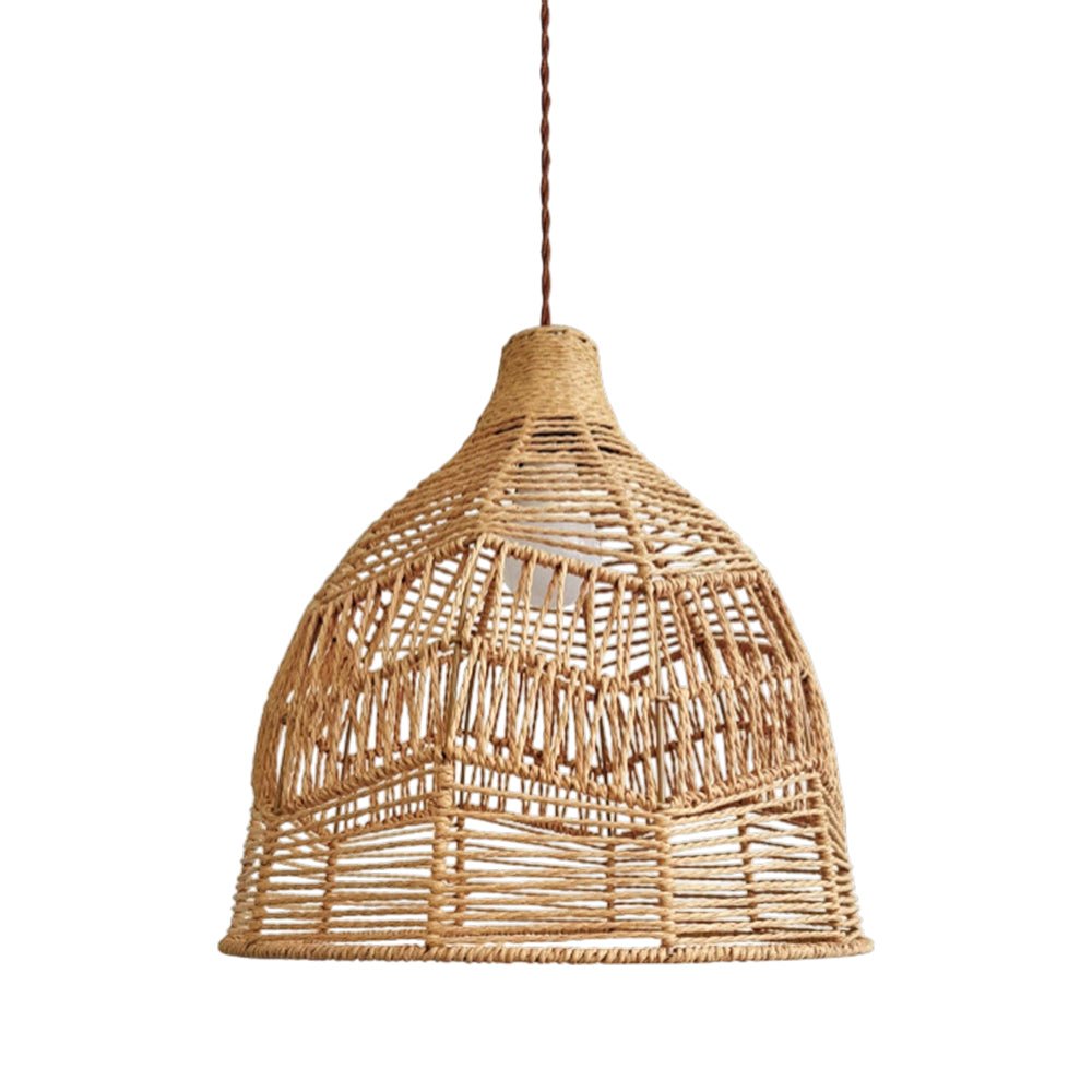 Boho Natural 1-Light Tiered Rattan Drum Chandelier
