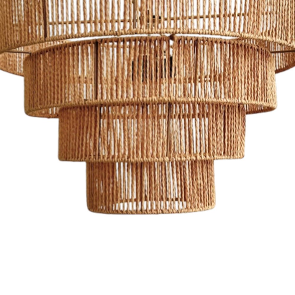 Boho Natural 1-Light Tiered Rattan Drum Chandelier