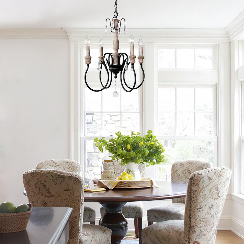 4-Light Black Crystal Candle Chandelier