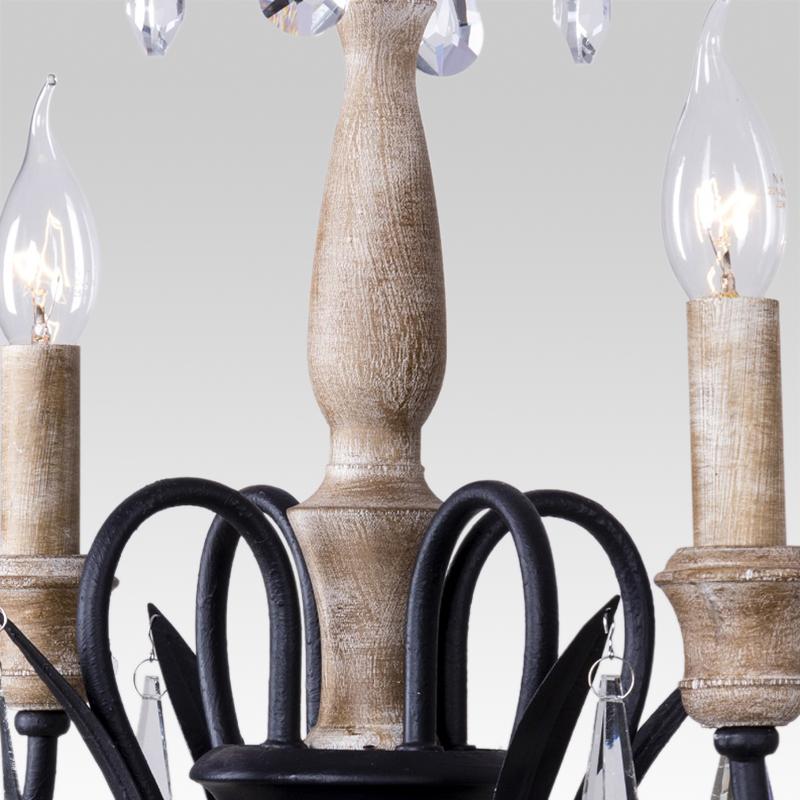 4-Light Black Crystal Candle Chandelier