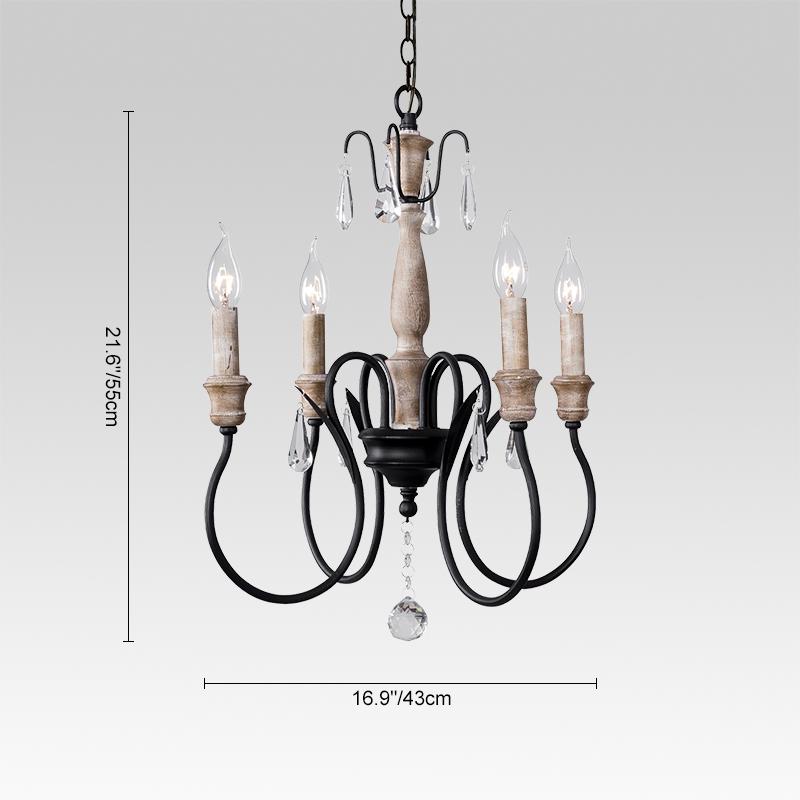 4-Light Black Crystal Candle Chandelier
