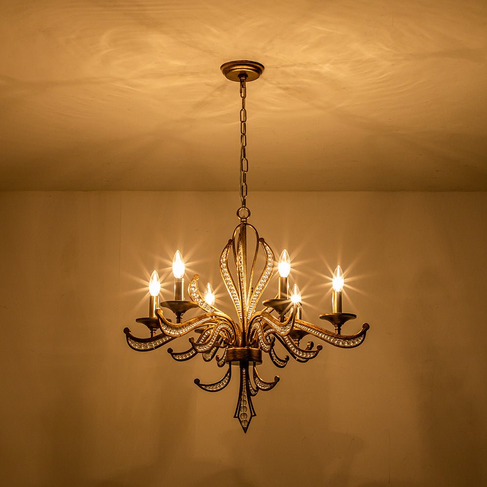 6-Light French Candle Style Crystal Chandelier