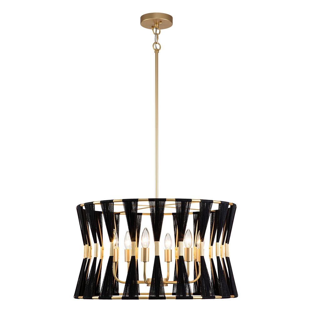 6-Light Boho Hourglass Woven Drum Chandelier