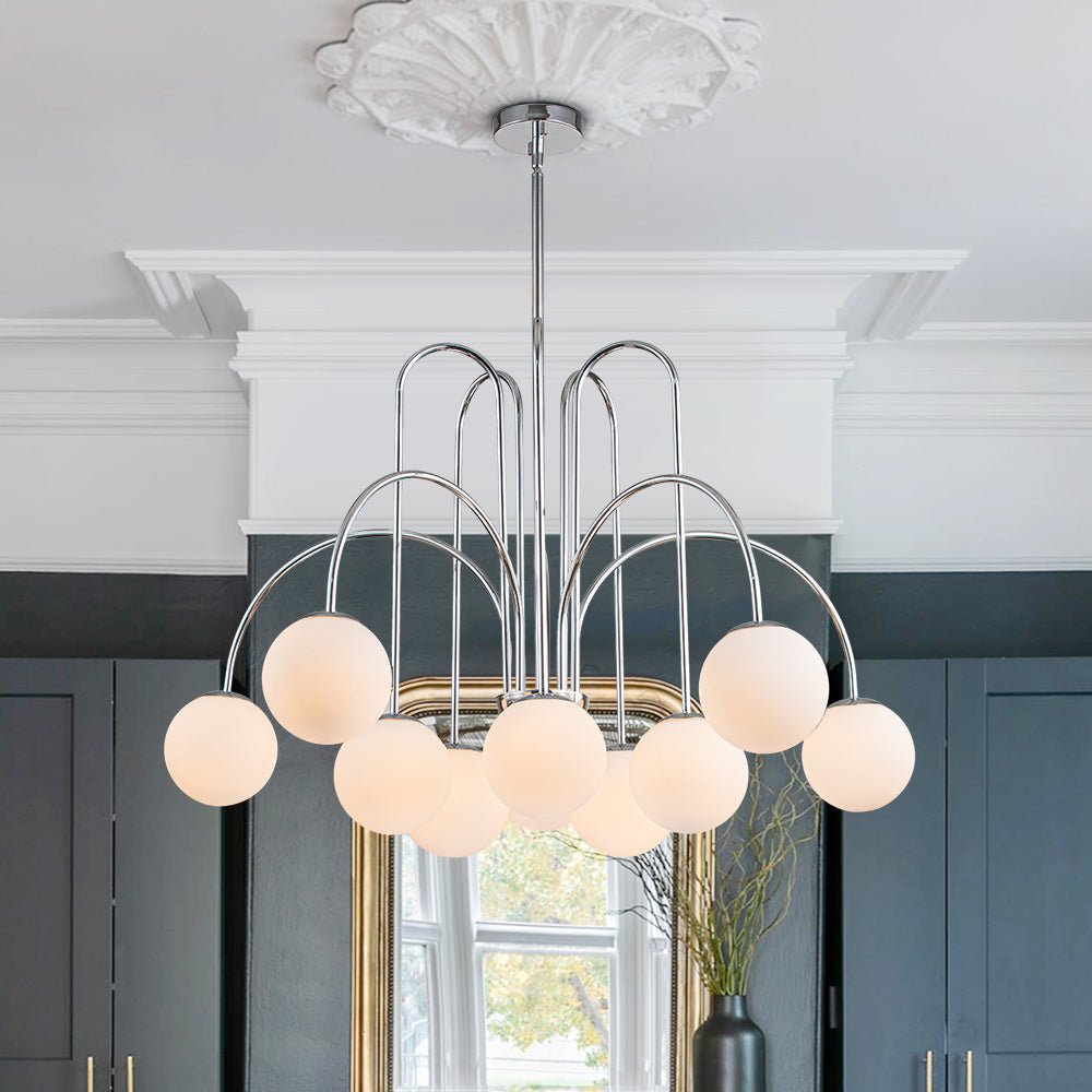 10-Light Curved Arm Bubble Chandelier | 3 Colours