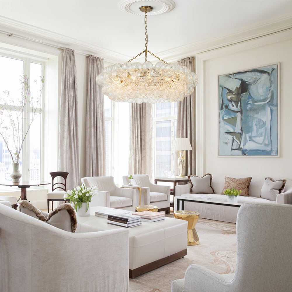 8/12-Light Ribbed Glass Globe Tiered Chandelier