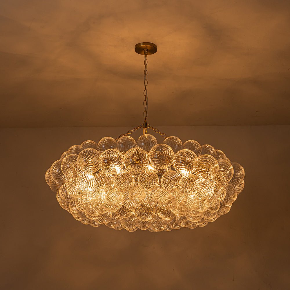 8/12-Light Ribbed Glass Globe Tiered Chandelier