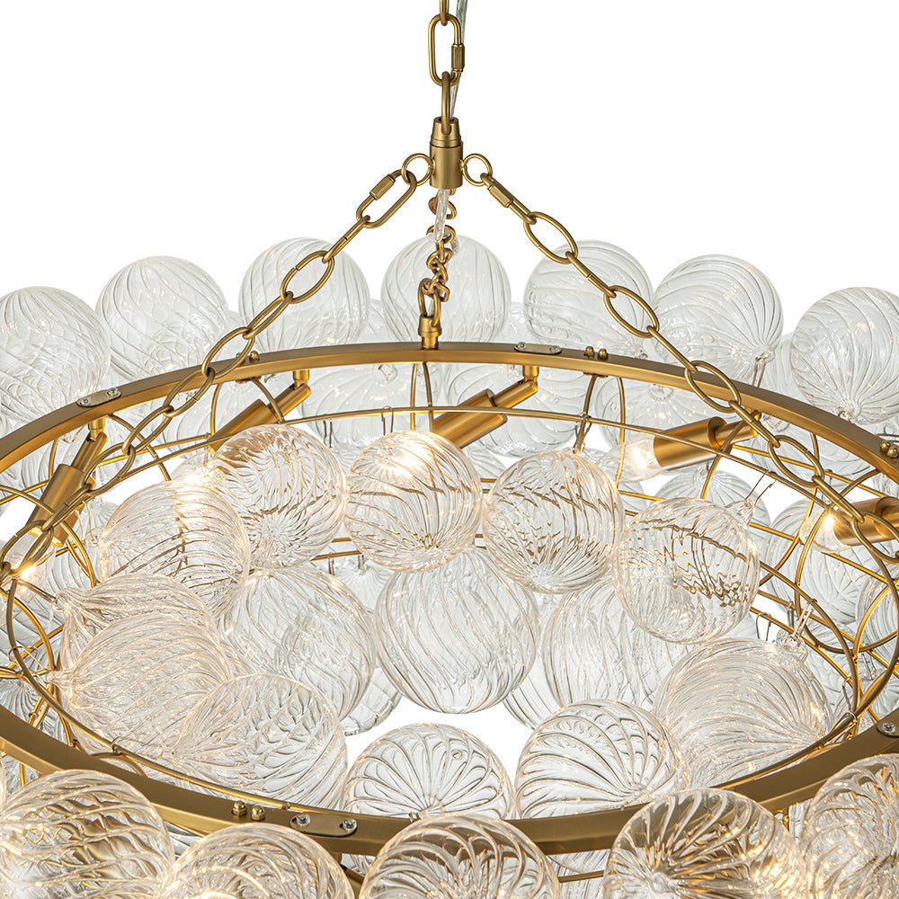 8/12-Light Ribbed Glass Globe Tiered Chandelier