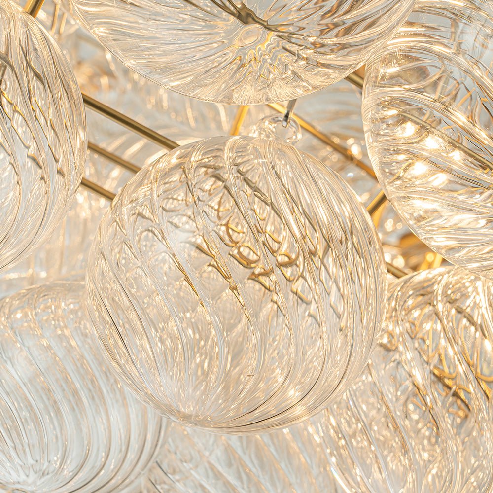 8/12-Light Ribbed Glass Globe Tiered Chandelier
