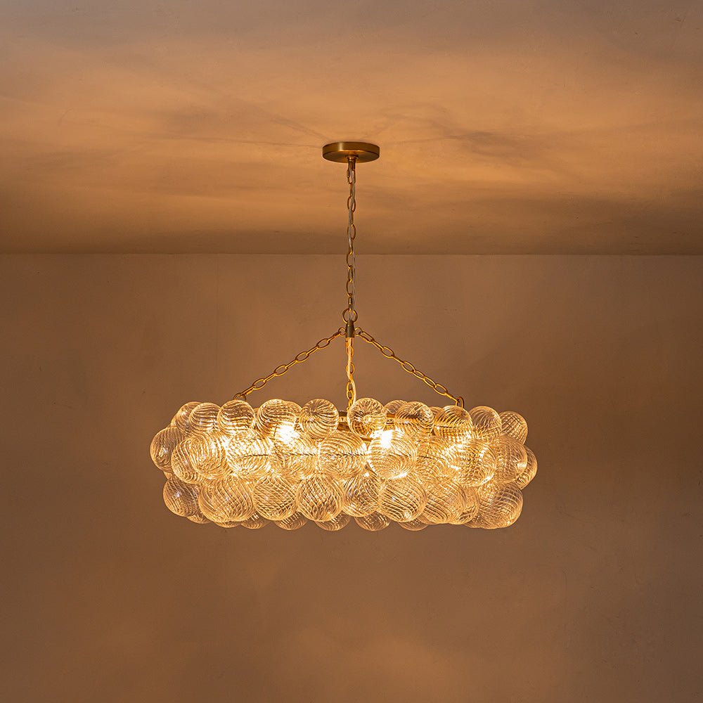 8/12-Light Ribbed Glass Globe Tiered Chandelier