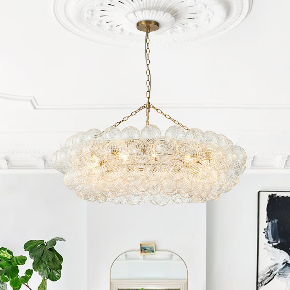8/12-Light Ribbed Glass Globe Tiered Chandelier
