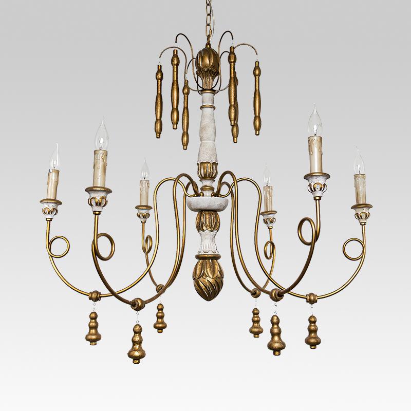 6-Light Antique Gold French Chandelier