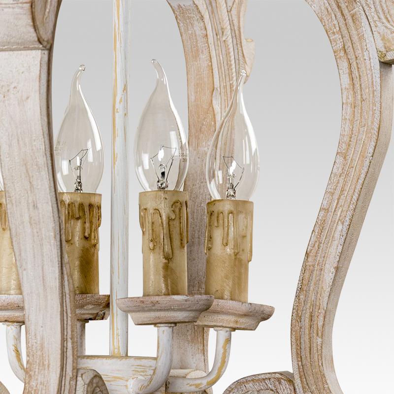 4-Light Wood Birdcage Farmhouse Chandelier