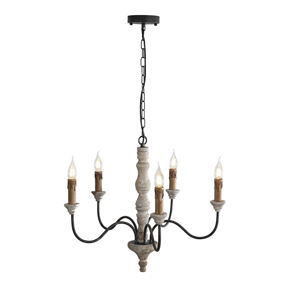 5/8-Light Wooden Candle Style Chandelier