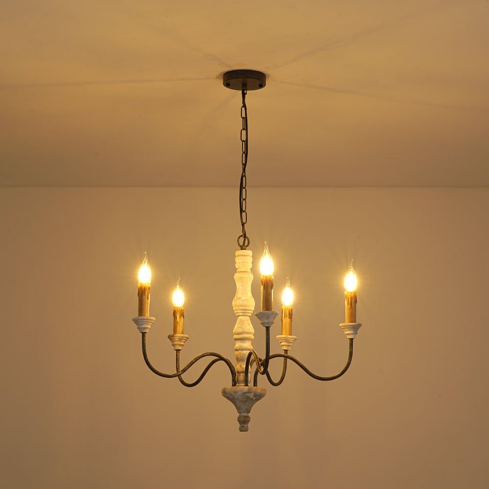 5/8-Light Wooden Candle Style Chandelier