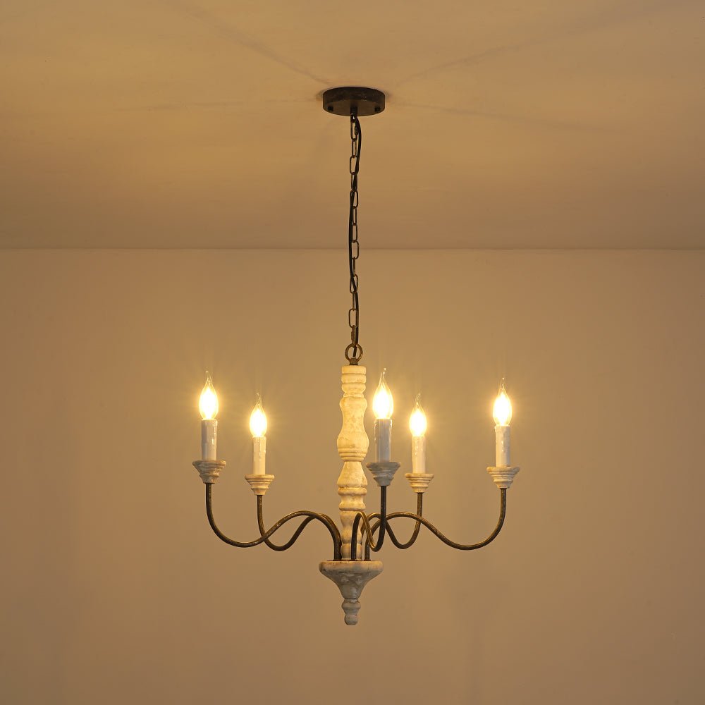 5/8-Light Wooden Candle Style Chandelier