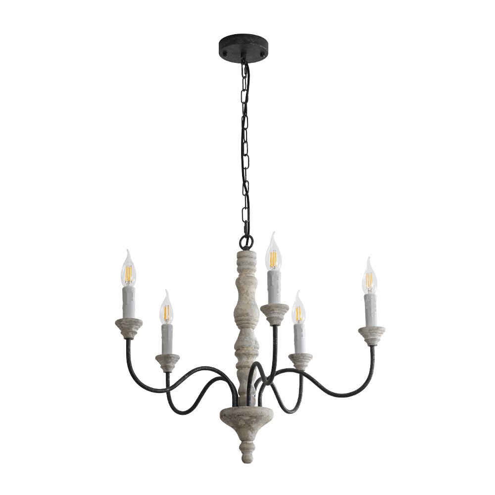 5/8-Light Wooden Candle Style Chandelier