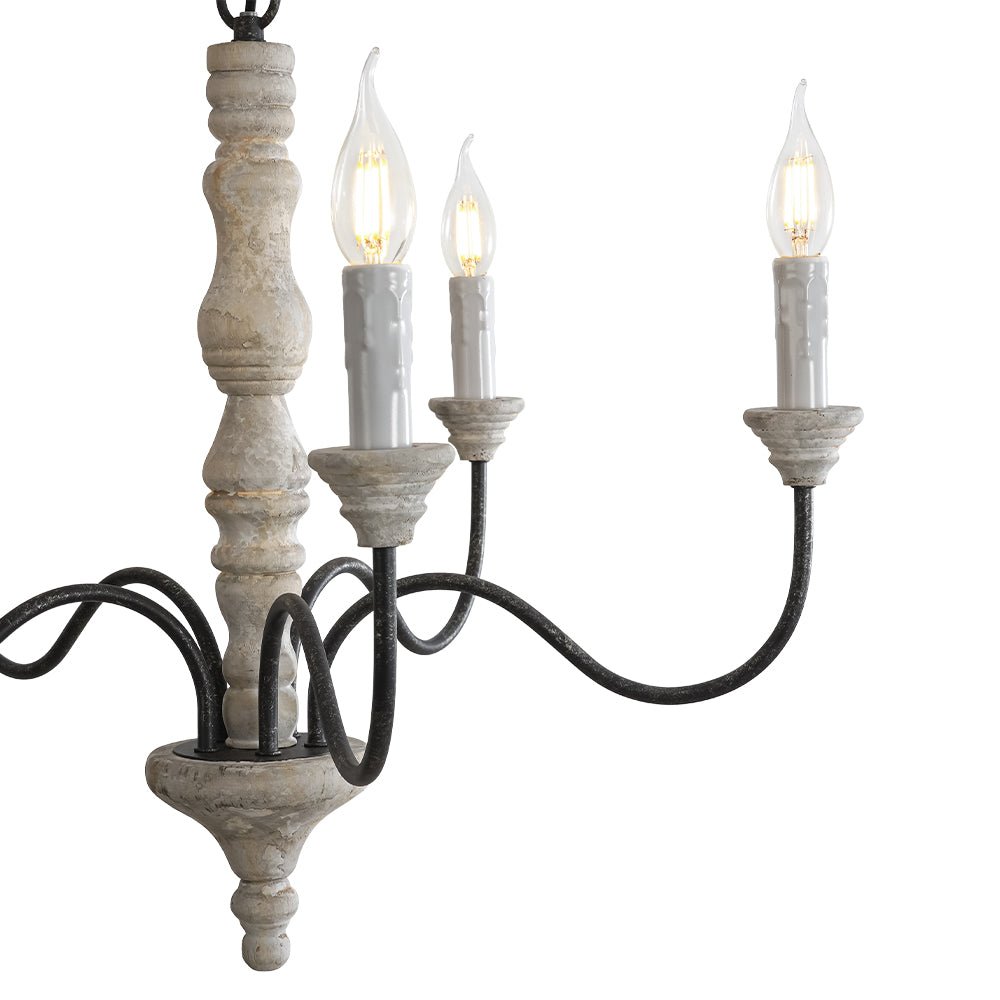 5/8-Light Wooden Candle Style Chandelier